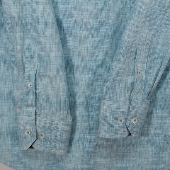 Bugatchi Shirt Men's XL (Size Tag Cut) Blue Long Sleeve Classic Fit - Picture 14 of 16